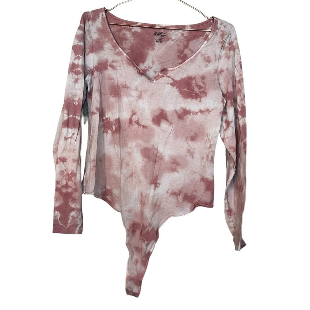 Pink Victoria secret Tie-Dye Long Sleeve Bodysuit - Size XL